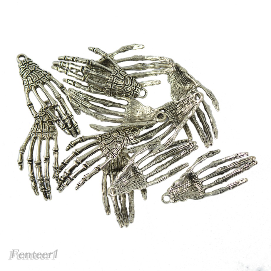 Bộ 10 mặt trang sức hình bàn tay xương người phong cách Halloween