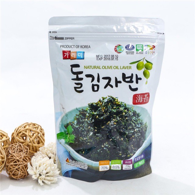 Rong Biển Vụn Sấy Khô Tẩm Dầu Olive & Mè GARIMI Ăn Liền NATURAL OLIVE OIL LAVER 70g - Hàn Quốc