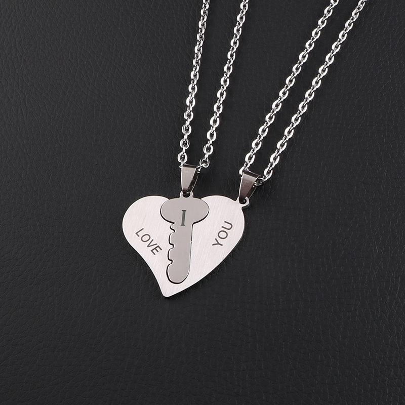 Simple and fashion titanium steel love couple necklace
