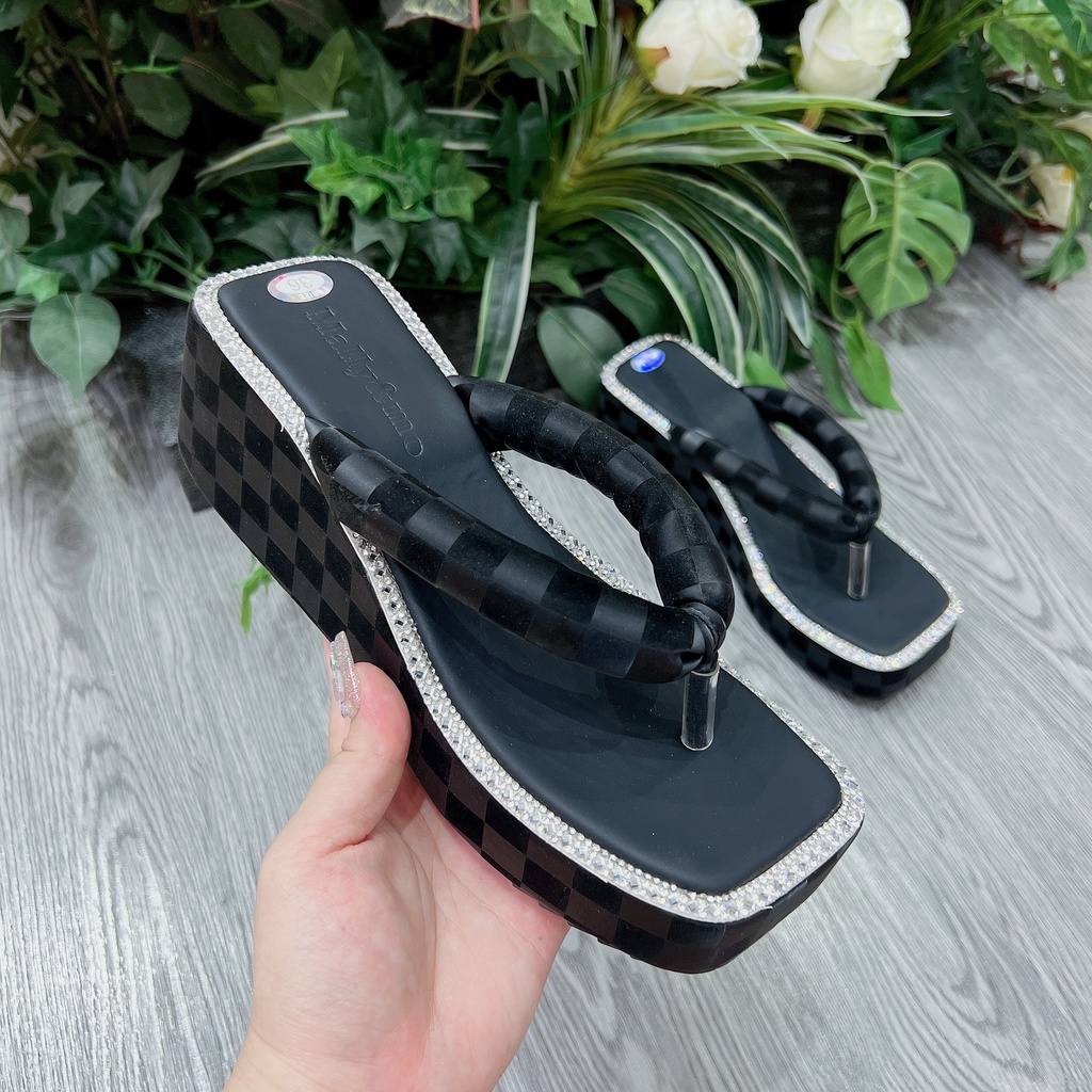 Dép Xỏ Ngón Đế Xuồng Viền Đính Đá Xoàn Thời Trang Cao Cấp TRINH LÊ SHOP GIÀY DÉP TL9823