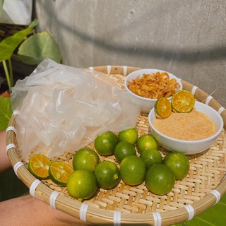 ( TẶNG KÈM 2 TÚI BƠ ) COMBO 500G BÁNH TRÁNG PHƠI SƯƠNG + 100G MUỐI NHUYỄN + 100G HÀNH PHI + TẮC