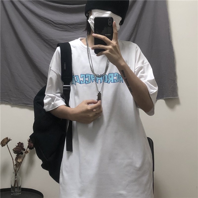 Áo phông tay lỡ unisex form rộng chữ Efecrohccif_Áo thun tay cộc nam nữ basic, hottrend