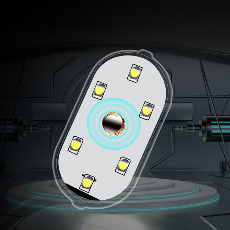 Bộ 2 Đèn LED Gắn Trần Xe Hơi Ban Đêm Cảm Ứng Có Thể Sạc Lại