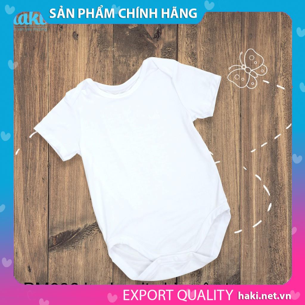 Bodysuits cộc tay vải gỗ sồi siêu mềm mịn HAKI -Trắng- BM006, body cho bé sơ sinh, bộ liền cho bé trai bé gái