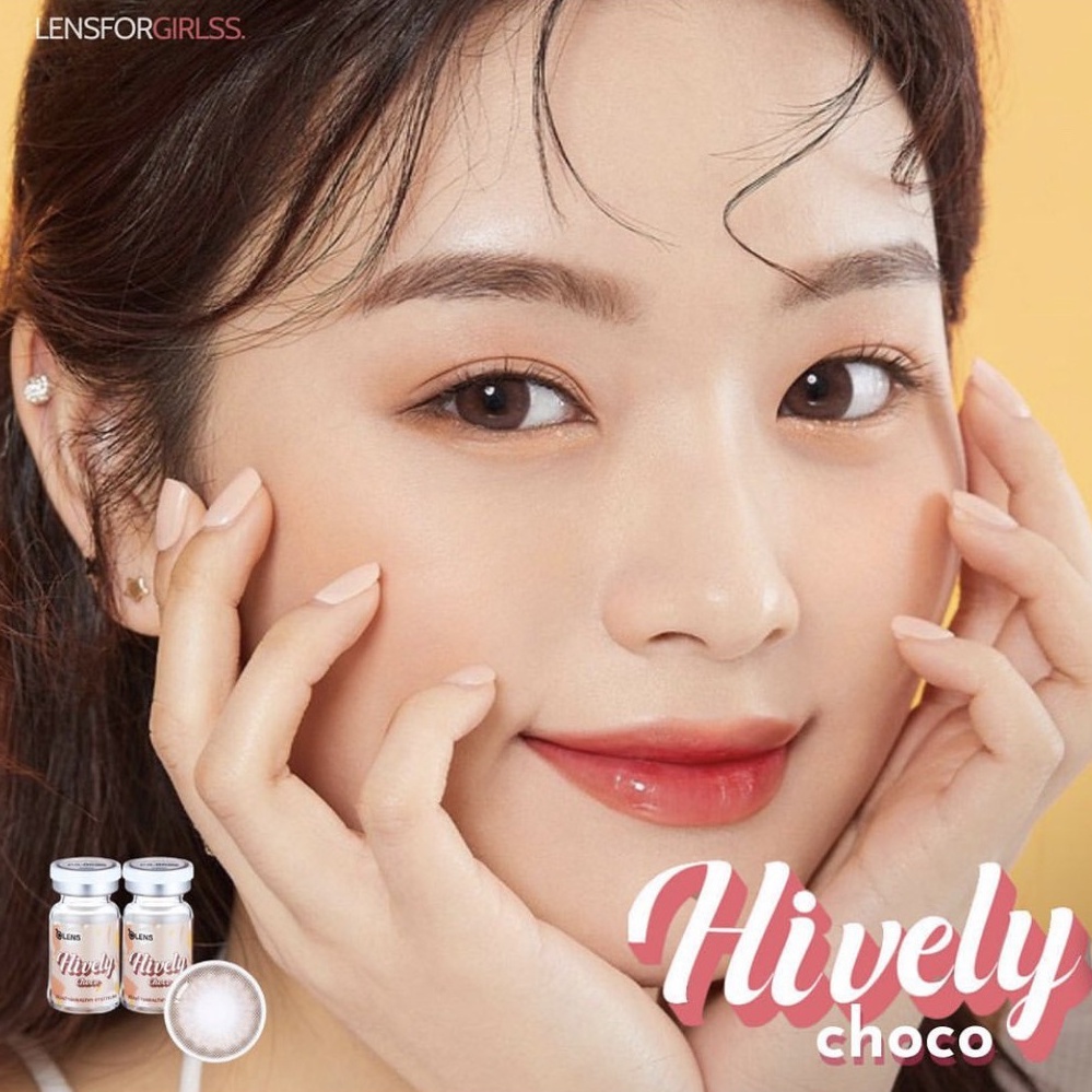 Kính Áp Tròng hồng đào HIVELY CHOCO chính hãng Olens | HSD 3-6 tháng | Lens cận