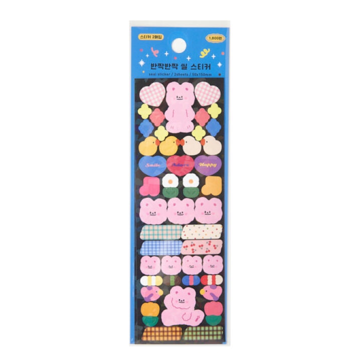 Set 2 Tấm Sticker dán hình gấu hồng dễ thương