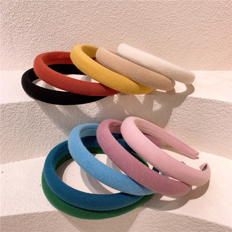 Băng Đô Cài Tóc Bằng Xốp Đệm Nhung Màu Kẹo Thời Trang Cho Nữ