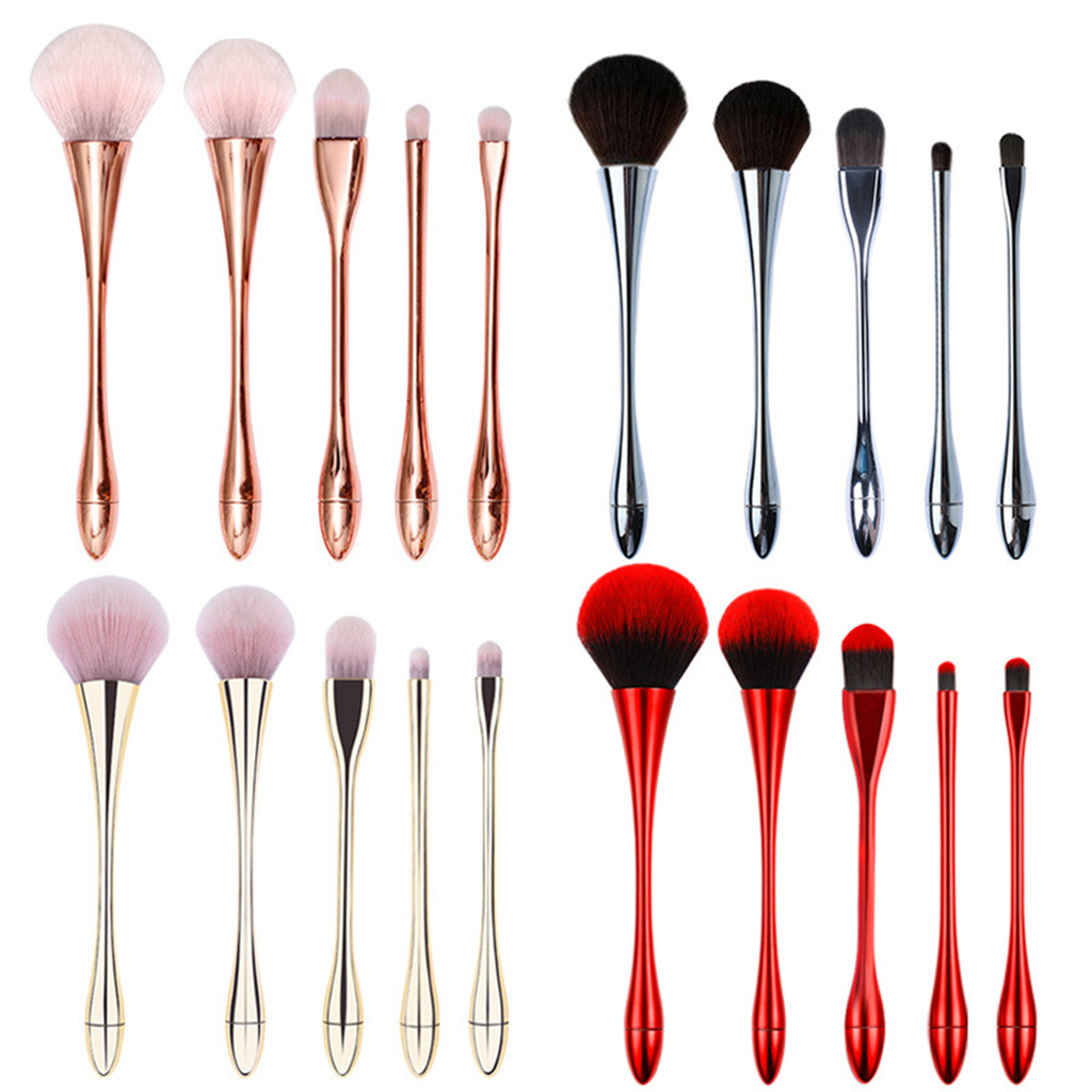 CODseller 5Pcs/Set Waist Brush Electroplating Multifunctional Plastic Soft Hair Small Waist Beauty Makeup Tools for Cosmetic