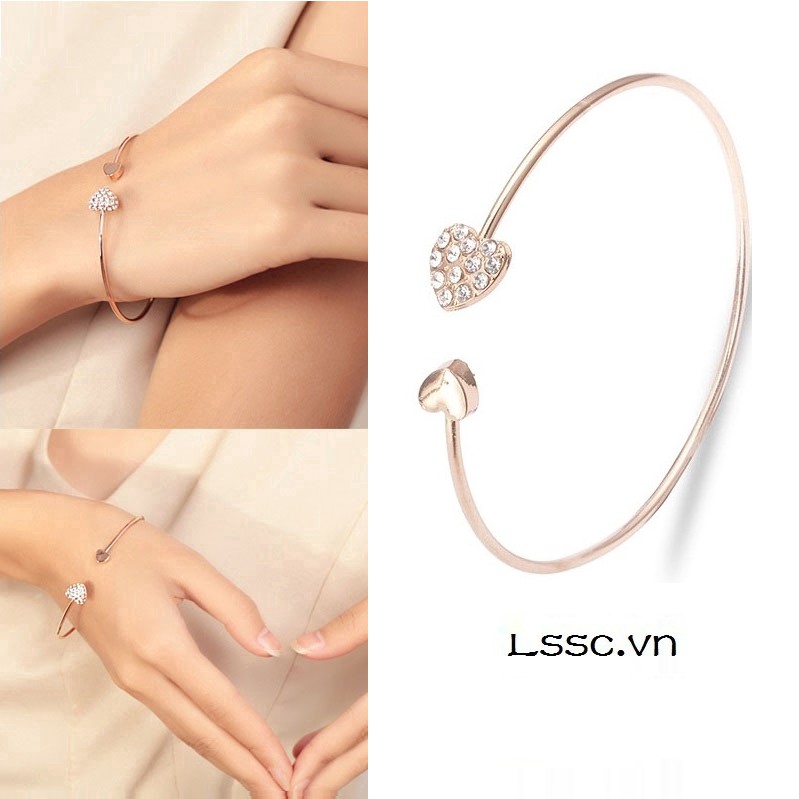 Vòng tay hở hình trái tim thiết kế xinh xắn thời trang cho nữ | BigBuy360 - bigbuy360.vn