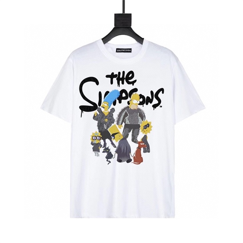 Balencia* Áo Thun Tay Ngắn Dáng Rộng Vừa Vặn Phía Trước In Họa Tiết The Simpsons Phiên Bản Giản Dị Thoải Mái