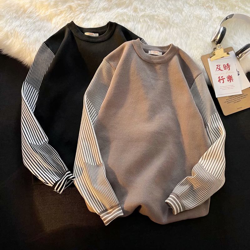 Áo sweater dệt kim tay dài cổ tròn màu sắc đơn giản cho nam áo thun nam form rộng dài tay bông simple fashion áo phông rộng nam unisex áo kiểu bigsize