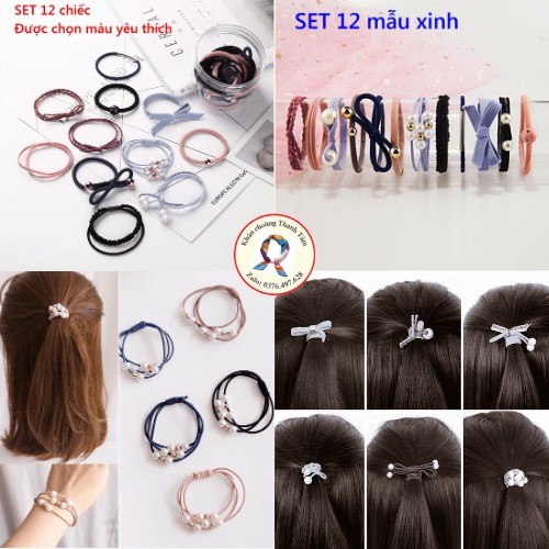 Set 12 Dây Buộc Tóc Hàn Quốc Siêu Xinh được chọn màu yêu thích