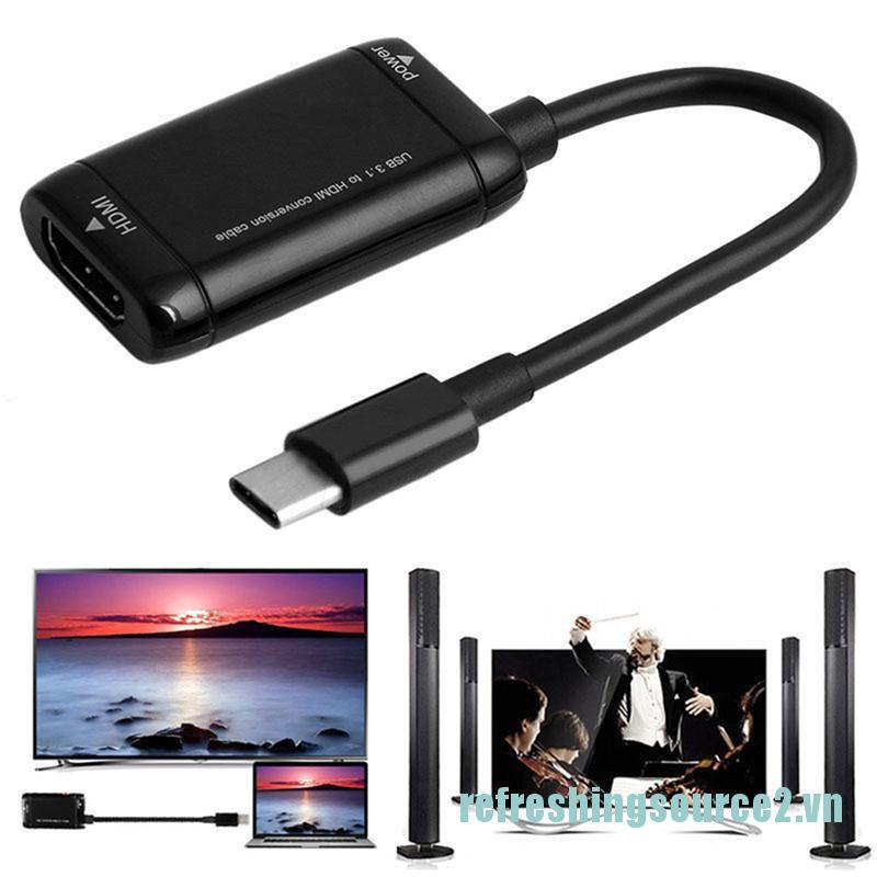 Dây Cáp Chuyển Đổi Usb-C Type C Sang Hdmi Usb 3.1 Cho Mhl Android Phone Tablet Black