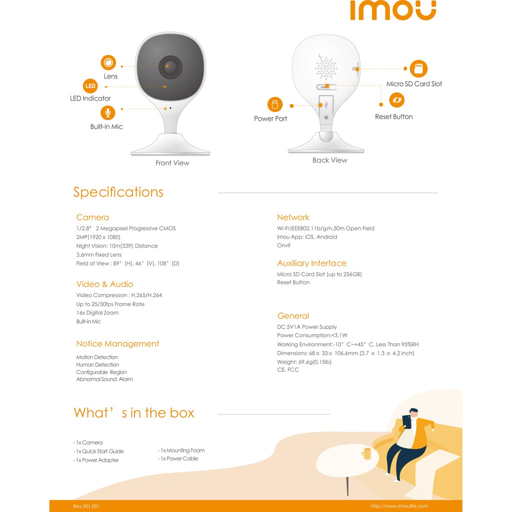 Camera Dahua Imou IP 2C Full HD 1080P & Nén H.265 Thông Minh Giám Sát Trẻ Em Tầm Nhìn Ban Đêm Tích Hợp Micro | BigBuy360 - bigbuy360.vn