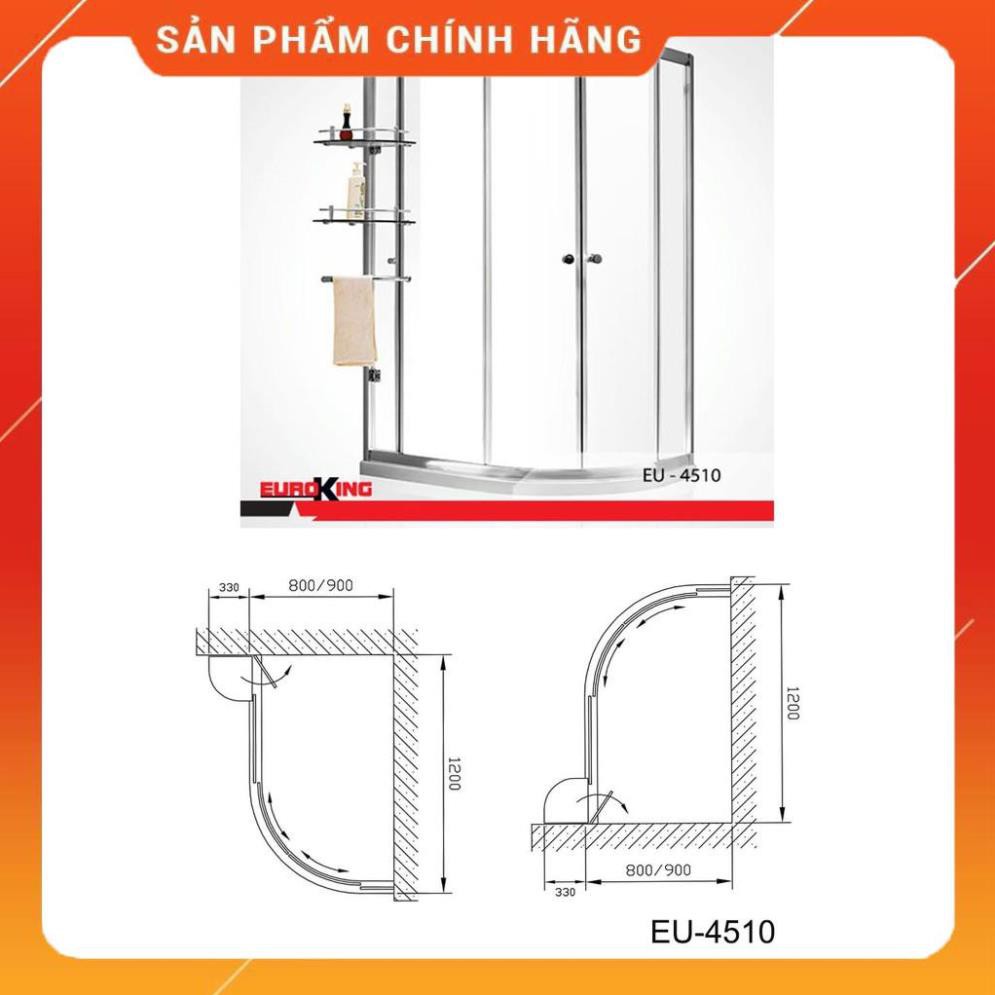 (CHINHHANG) Phòng tắm vách kính Euroking EU-4510,Kính cường lực : 8mm ,Sản phẩm không đế