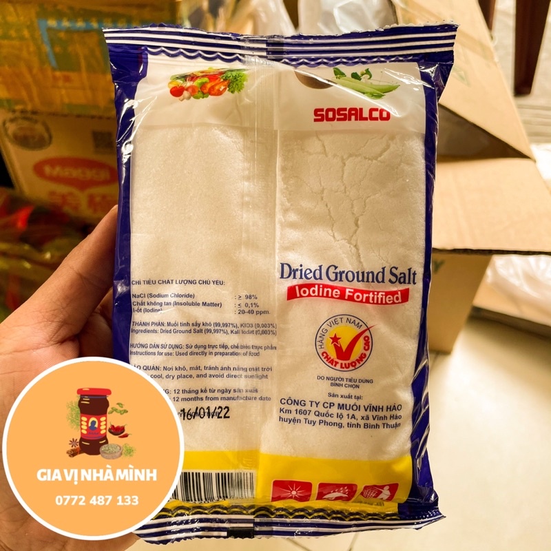 MUỐI TINH SẤY -MUỐI I-ỐT ĐÓNG GÓI 500GR-1KG