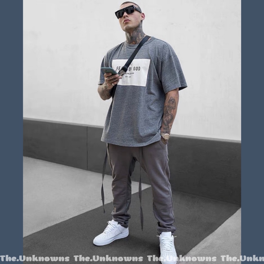 -Áo T-Shirt Fear Of God Sixth Collection cao cấp full tag túi,áo thun Fog 6th Grey