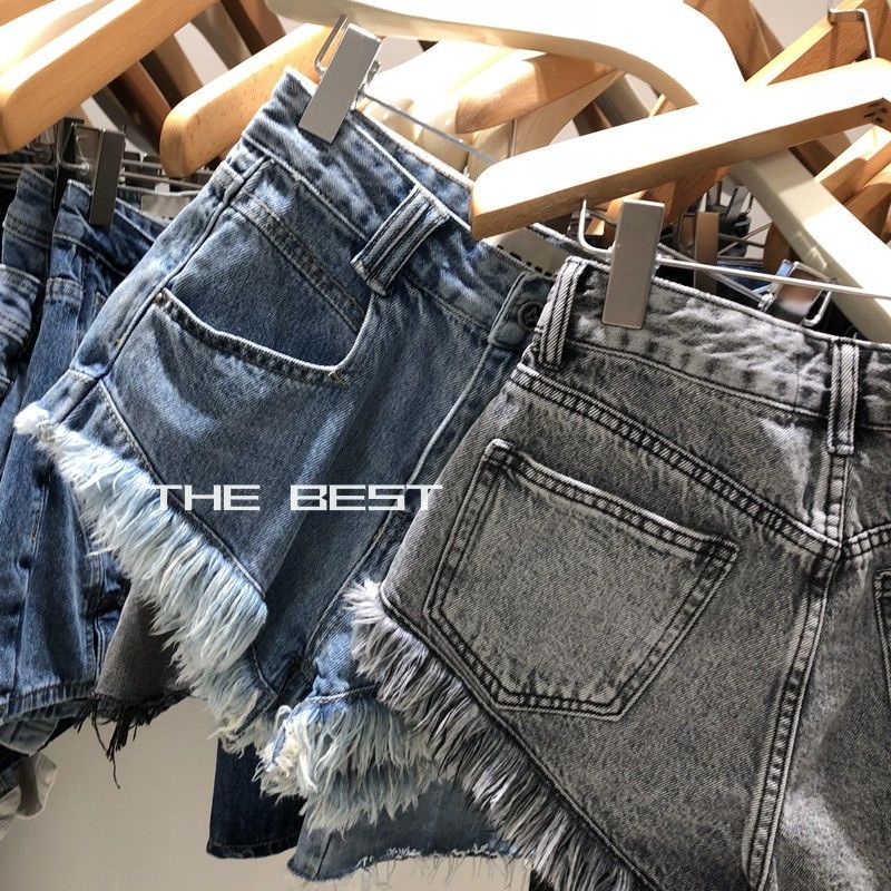 Jiashucheng Quần Denim Cotton Mỏng Vừa Vặn Phối Tua Rua Phong Cách Đường Phố Phương Tây Thời Trang Mùa Hè