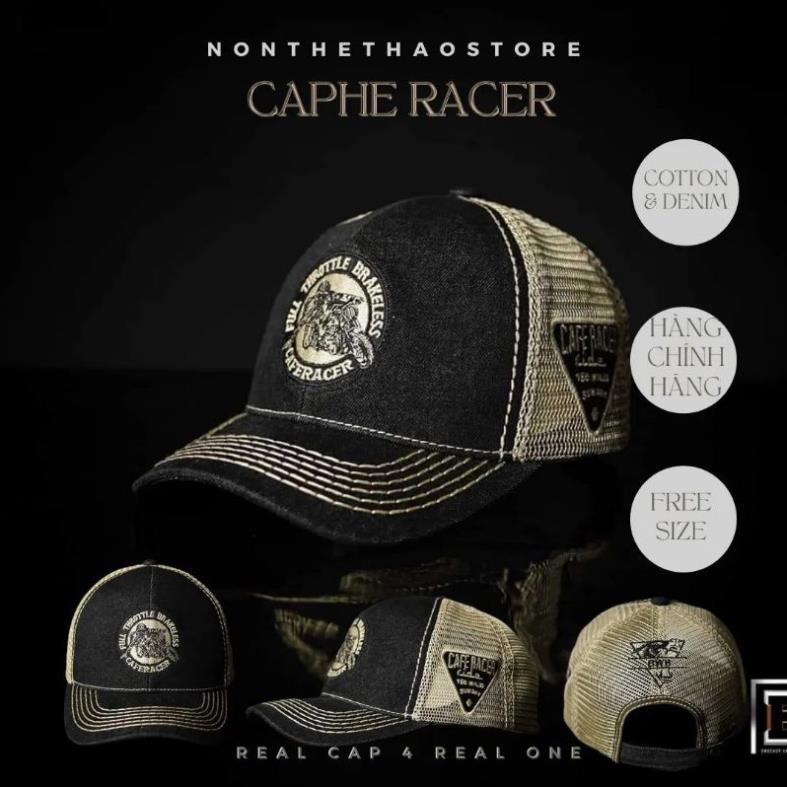 NÓN LƯỠI TRAI CAFERACER LOGO NỔI CHẤT VẢI COTTON PHỐI LƯỚI HÀN QUỐC CAO CẤP