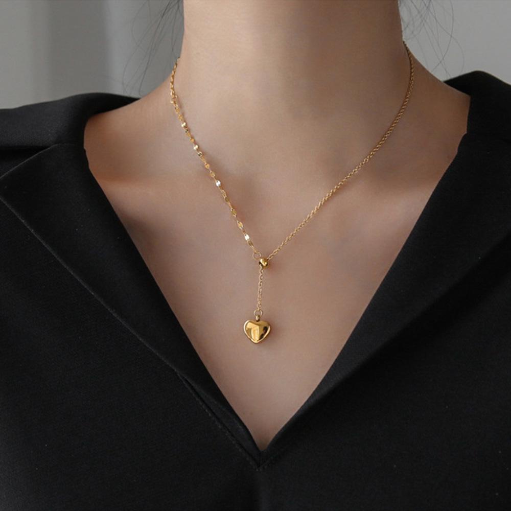 Dây Chuyền Mặt Trái Tim VANES1 Màu Vàng Có Thể Điều Chỉnh|Vòng Cổ Choker Thép Titan Mặt Trái Tim Thời Trang Cá Tính