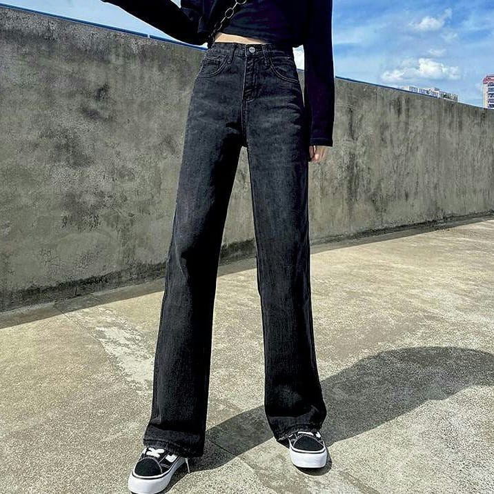 [ ĐẠI NHÂN ] QUẦN JEAN ỐNG RỘNG NỮ LƯNG CAO MÀU ĐEN FORM DÀI RỘNG LAI CUỐN CAO CẤP UTI ĐỦ SIZE HẤP DẪN MỌI NÀNG XINH ĐẸP