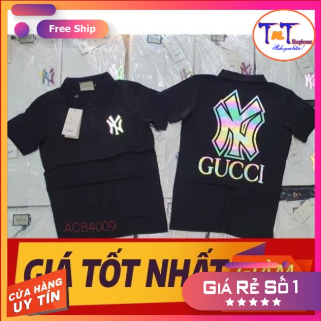 [Giá góc] PL12PQ Áo thun polo phản quang N.Y, G.U.C.C.I thời trang trẻ trung, vải co giản 4 chiều cao cấp (ảnh thật)