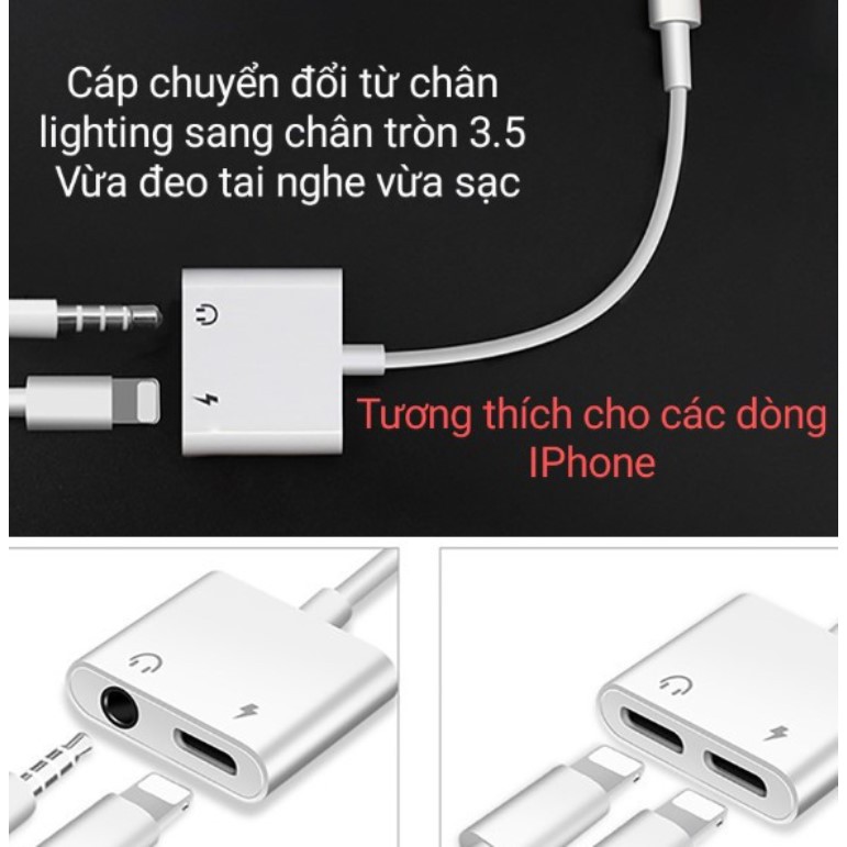 Bộ cáp (Jack) chuyển đổi hai đầu N13059, chia cổng cho điện thoại iPhone 7/8/X/11... - (mã TA08)