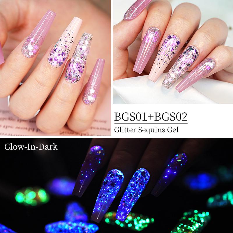 Set 4 hộp gel sơn móng tay BORN PRETTY với gel màu trắng sữa và gel lấp lánh diy