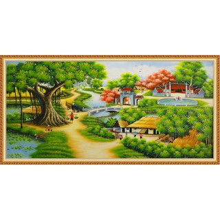 Tranh dán tường hd cảnh đẹp làng quê hud1602 kim sa