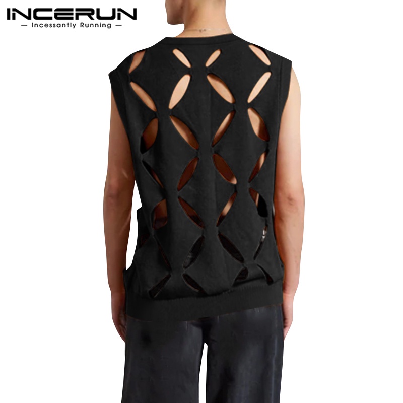 Áo sát nách INCERUN cổ tròn thoáng khí hợp thời trang cho nam