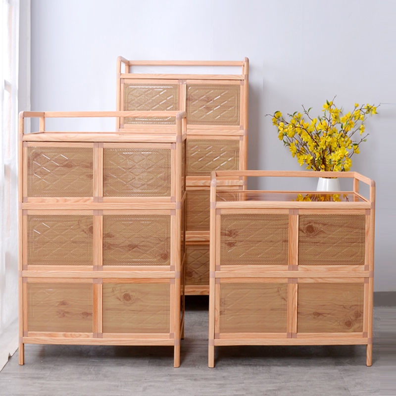 Gỗ rắn tủ nhỏ tủ bếp hộ gia đình ▽Tủ bếp đựng bát đĩa gia đình đa chức năng hợp kim nhôm đồ đơn giản