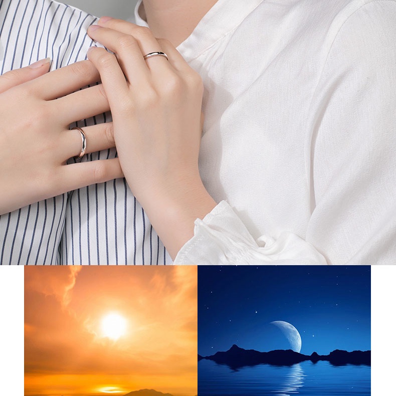 Nhẫn Đôi Bạc Hiểu - Mặt Trăng Và Mặt Trời - BẠC HIỂU MINH NC418S