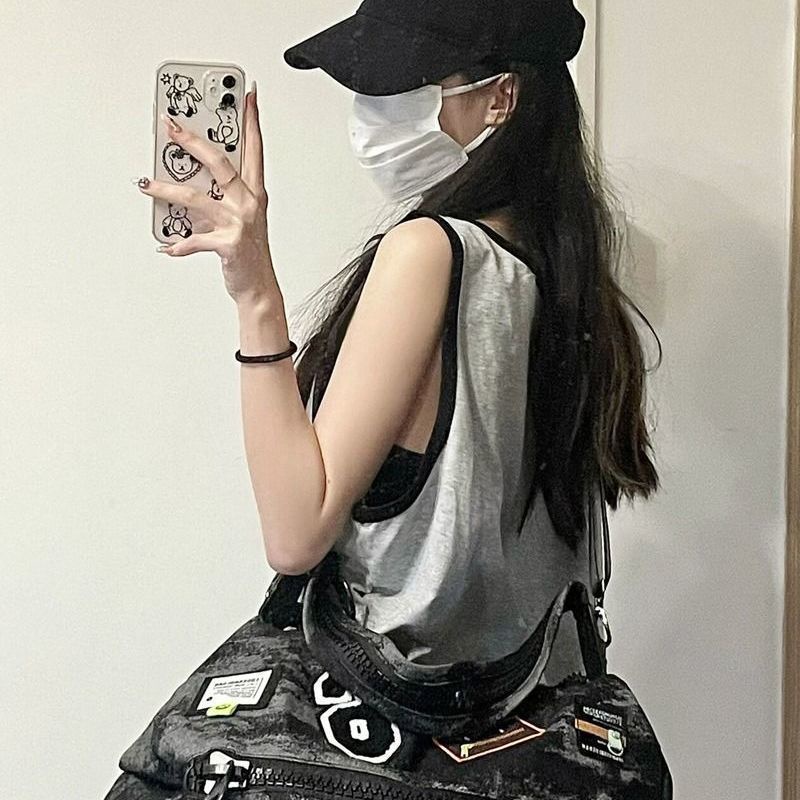 Jiashucheng Áo Thun Không Tay Dáng Rộng Dài Vừa Phải Phong Cách Retro Mỹ Ngọt Ngào Mùa Hè Dành Cho Bạn Nữ