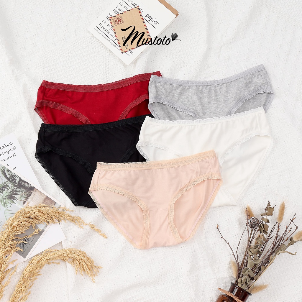 Combo 5 Quần Lót Nữ Trơn Lưng Vừa Bamboo Kháng Khuẩn (Mustoto MQ50)