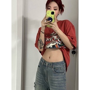 Áo Thun Nam Nữ Form Rộng in chữ hoạt hình Chất Mát, Áo Phông Quảng Châu Tay Lỡ Giấu Quần Hot Trend