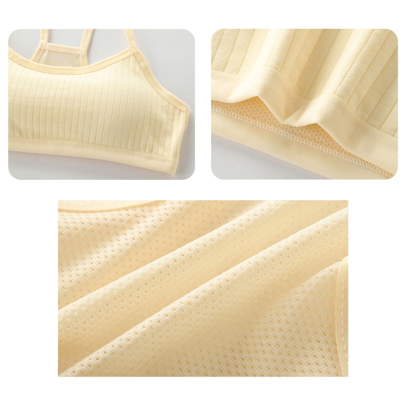 Áo Ngực Cotton Lưới Dây Lưng Chữ V Màu Trơn Có Đệm Tháo Rời Được Dành Cho Thanh Thiếu Niên / Bé Gái