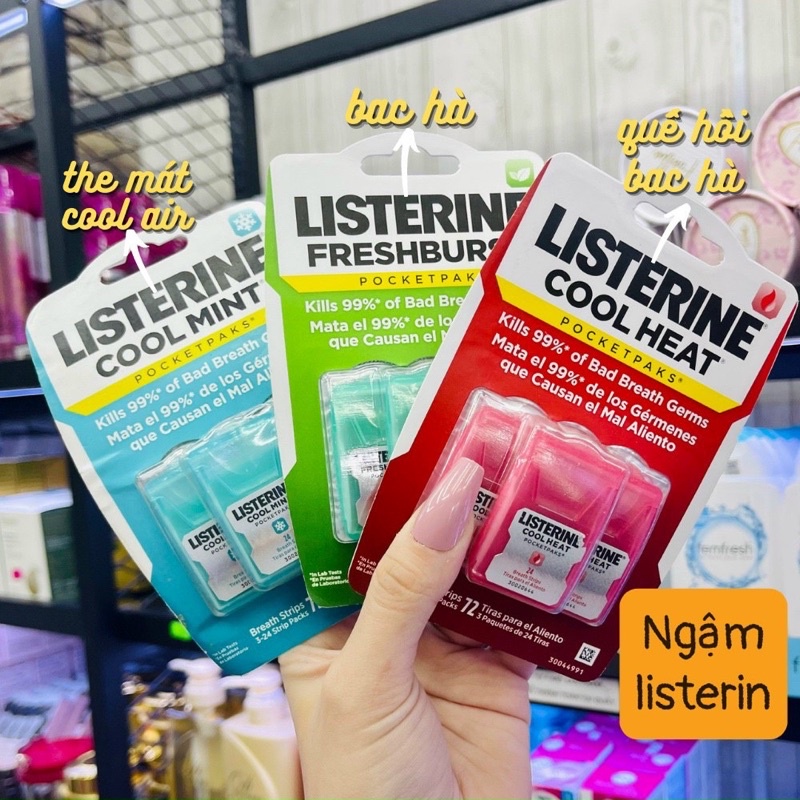Miếng Ngậm Thơm Miệng Diệt Khuẩn Listerine vỉ 3 hộp 72 miếng