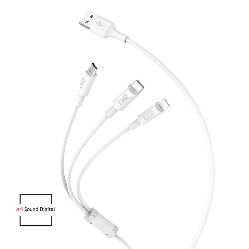 CÁP SẠC HOCO X25 ĐA NẲNG 3 ĐẦU :LIGHTNING+ MICRO+TYPE-C
