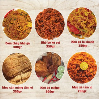 Tổng hợp 6 loại khô gà, khô bò, mực khô, cơm cháy siêu ngon, cay, ăn vặt, dinh dưỡng sạch sẽ giá rẻ Golovinshop