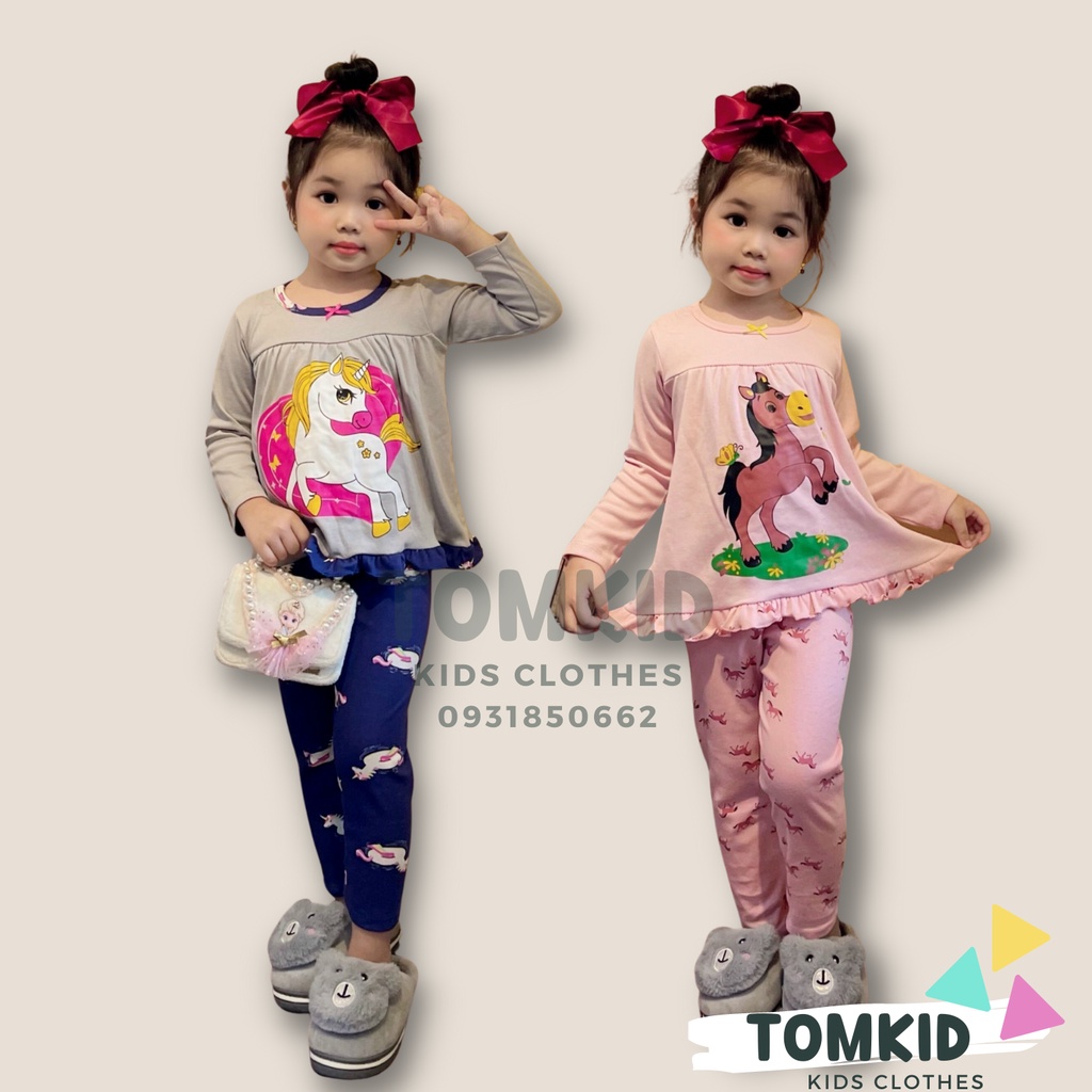 Đồ ngủ cho bé gái, đồ bộ dài tay sọc BabyDoll bé gái chất cotton Borip chính phẩm mềm mịn không nhão vải 8-20kg Tomkids