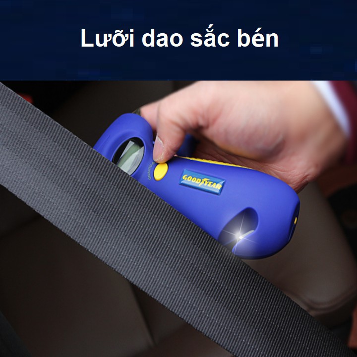 Đồng hồ đo áp suất lốp điện tử, kiêm búa phá kính xe hơi 5 trong 1 Goodyear: Mã sản phẩm GY-2575