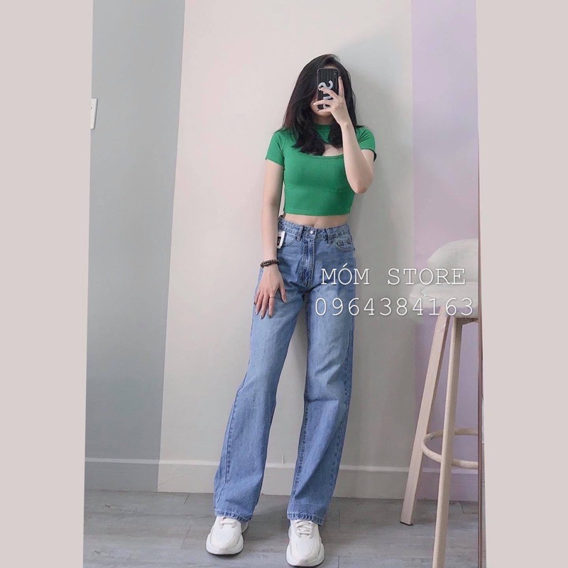 Quần Jean Suông Quần Bò Culottes Lưng Cao Dáng Dài vnxk