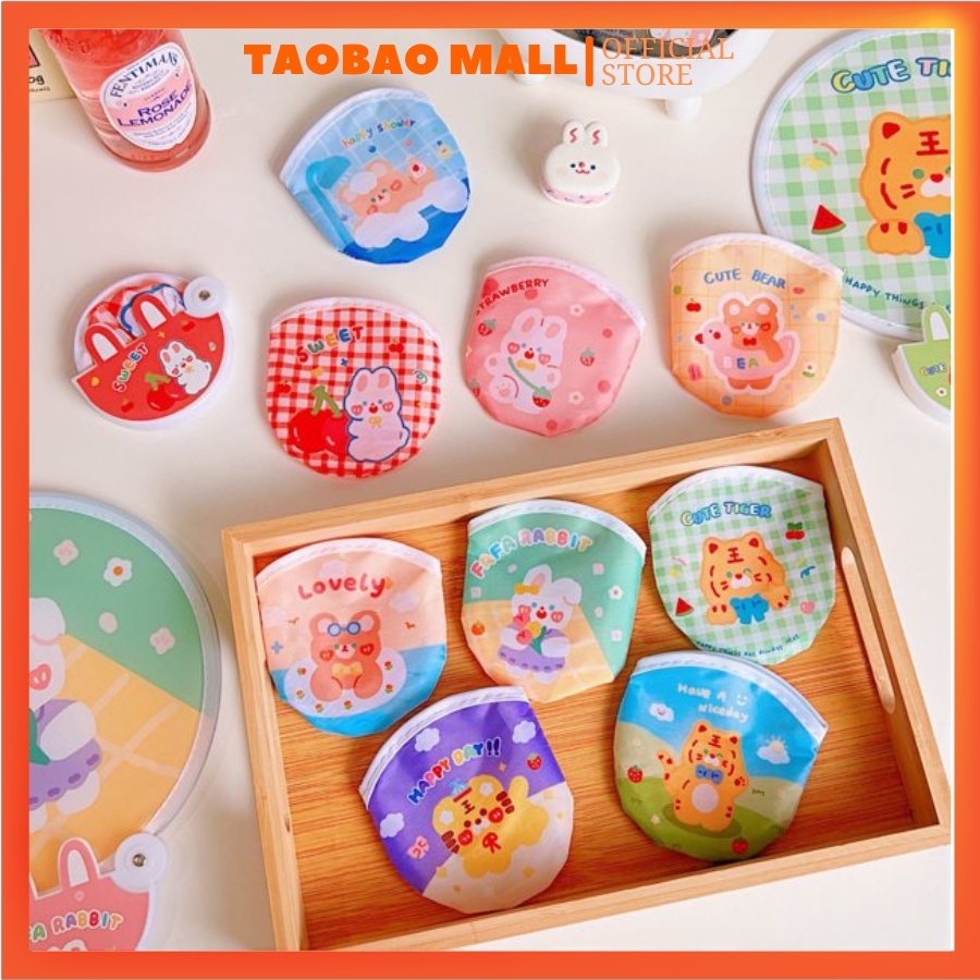 Quạt Xếp Gấp Gọn Mini Cầm Tay Trang Trí Cổ Trang Bằng Vải Tự Bung Thông Minh Cho Học Sinh Đi Học Đáng yêu