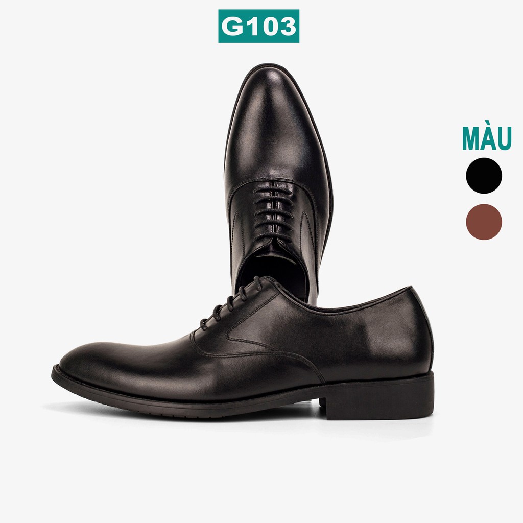 Giày da nam oxford công sở da bò nappa cao cấp màu đen G103- Bụi leather- hộp sang trọng -BH 12 tháng