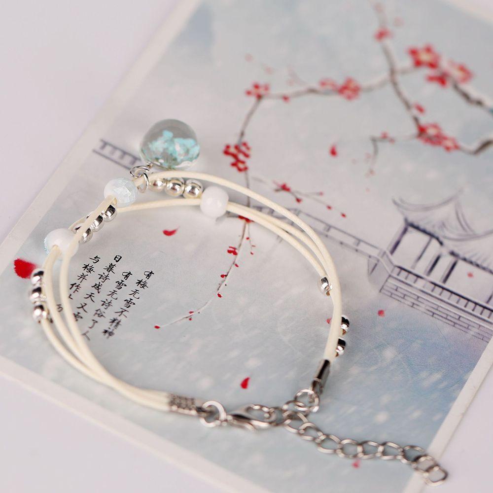 VANES1 Vòng Tay Chuỗi Hạt Gốm Sứ Phối Hoa Khô Xinh Xắn Thời Trang Mùa Hè Cho Bạn Gái