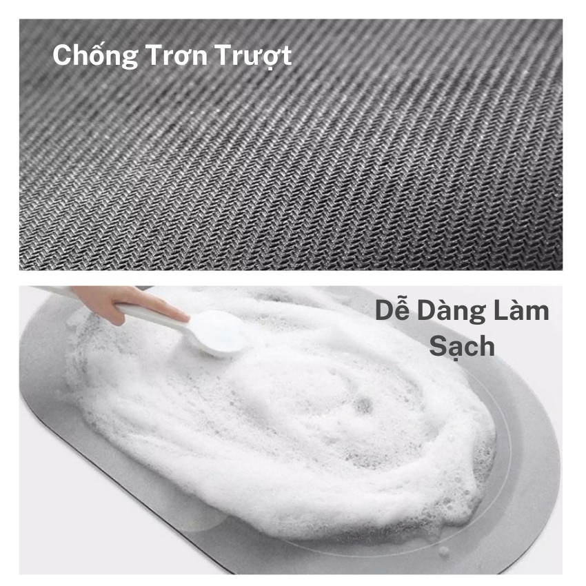 Thảm chùi chân thấm nước chống trượt chất liệu Silicon cao cấp dùng nhà tắm bếp inuka.decor.