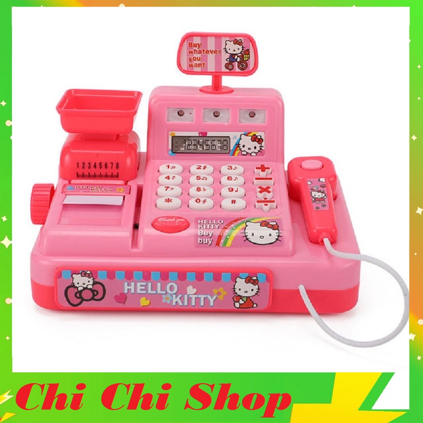 Máy Tính Tiền Siêu Thị Màu Hồng Cho Bé Chơi Đồ Hàng Giao Tiếp Tính Toán Có Nhạc Vui Nhộn