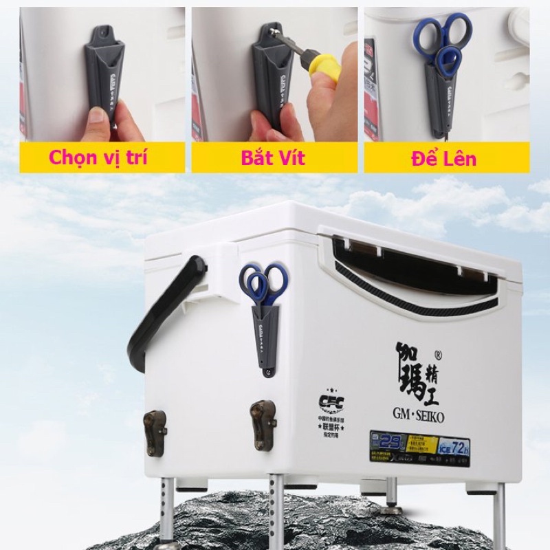 Kéo Cắt Thẻo + Gỡ lưỡi câu cá có thể Gắn Thùng Câu Đài vô cùng tiện lợi