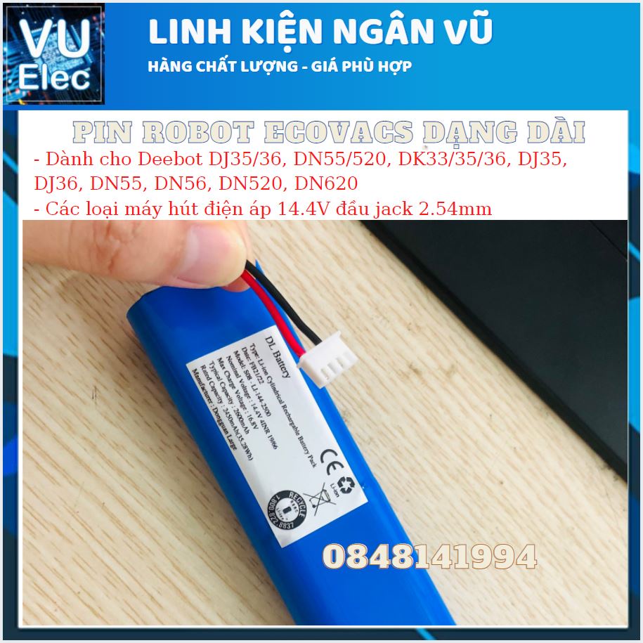 Pin robot hút bụi Ecovacs DUNG LƯỢNG CAO 2600MAH/3400MAH hàng Việt nam CAM KẾT PIN XỊN ( Lỗi 1 đổi 1 trong 3 tháng)