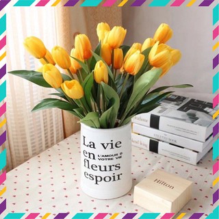 CÀNH HOA TULIP HÀ LAN 9 BÔNG cực sang trọng - Hoa giả bằng lụa trang trí đẹp